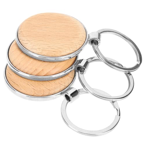 CORHAD 5Stücke Holz Schlüsselanhänger Leere Runde Holzschlüssel Tags für DIY Bastelprojekte Schlüsselbund Zubehör für Malerei und Personalisierung Langlebig von CORHAD