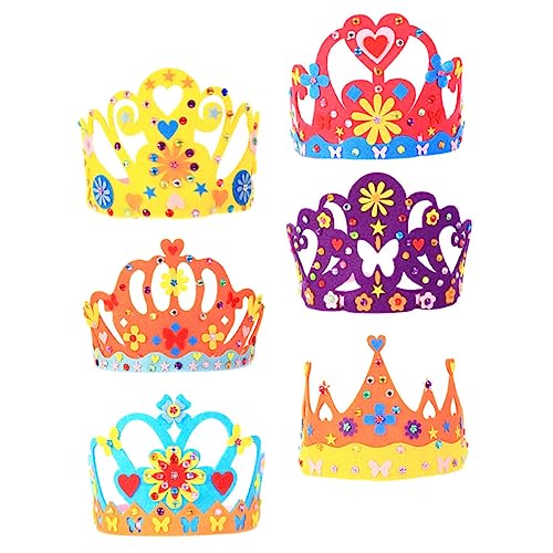 CORHAD 6 Sätze Kindergeburtstagskrone DIY Bunte Filzkrone Material für Mädchen Jungen Party Kopfbedeckung Bastelset ohne Druck Angenehm zu Tragen Kreative Kopfbedeckung von CORHAD