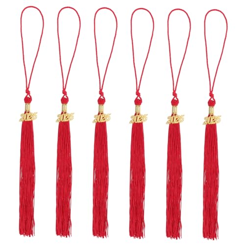 CORHAD 6 Stück Teiliges Graduation Cap Tassels Rot Polyester Abschlussfeier Bachelor Hut Zubehör Weich Einfach Anzubringen Für Abschlussfeier Party Festliche Dekoration von CORHAD