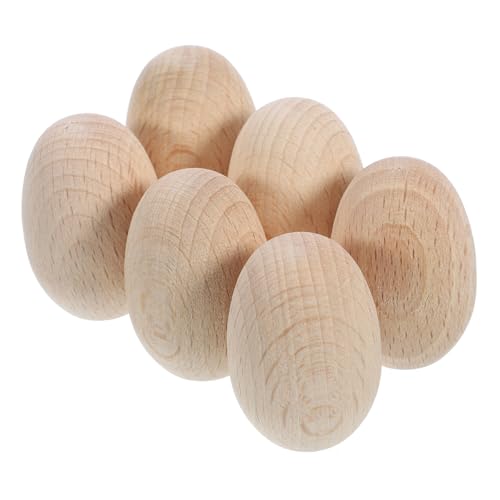 CORHAD 6 Stück Teiliges Holz eier zum Bemalen Naturbelassene DIY Deko für Ostern und Party Glatte Oberfläche zum Kreativen Bemalen Stabile Holz eier Simulation für Tisch Raumdekoration von CORHAD