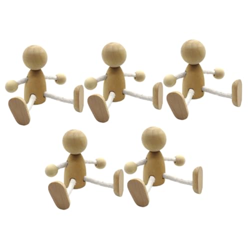 CORHAD 6 Stück Teiliges Kleine Holzpuppen zum Bemalen Bewegliche DIY Holzfiguren für Dekorative Holzornamente für Schreibtisch Bastelspielzeug und Geschenkidee von CORHAD