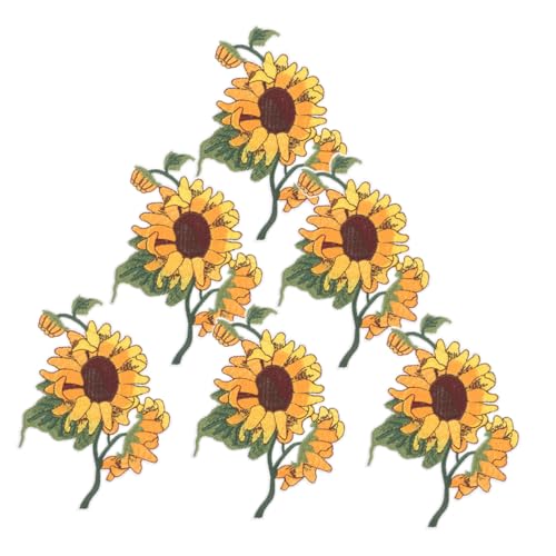 CORHAD 6 Stück Teiliges Sonnenblumen Stoffpatches zum Aufnähen und Aufbügeln Bestickte Blumen Applikationen für Rucksäcke Jeans Kleidung Langlebige und Hautfreundliche Dekoration von CORHAD