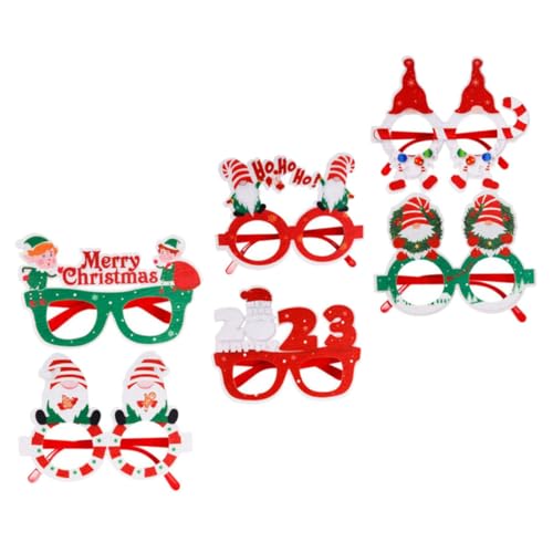 CORHAD 6 Stück Teiliges Weihnachtsbrillen Partybrille Cartoon Rahmen Weihnachtsdeko Xmas Foto Requisiten Wiederverwendbar Bunte Kostüm Accessoires für Festtagsstimmung von CORHAD