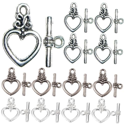 CORHAD 60 Sätze Teiliges Schmuckverschluss Langlebiger Legierung Herzförmige Toggle verschlüsse in Antiksilber Antikgrün und Silber Robust und Rostfrei für DIY armbänder und Halsketten CORHAD 60 Sätze Teiliges Schmuckverschluss Langlebiger Legierung Herzförmige Toggle verschlüsse in Antiksilber Antikgrün und Silber Robust und Rostfrei für DIY armbänder und Halsketten von CORHAD