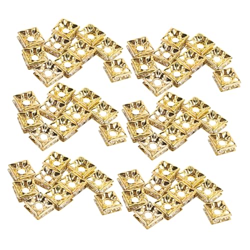 CORHAD 60 Stück Goldene Glitzernde Eckige Strassperlen Würfelförmige Spacer Perlen Für Schmuckherstellung Armbänder Halsketten Ohrringe Und Bastelzubehör von CORHAD