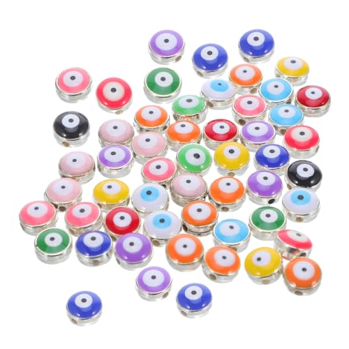 CORHAD 60 Stück Kleine Flache Resin Evil Eye Perlen Bunte Schutzsymbol Schmuckperlen für Armbänder Halsketten Diy Schmuckherstellung und Schlüsselanhänger Zubehör von CORHAD