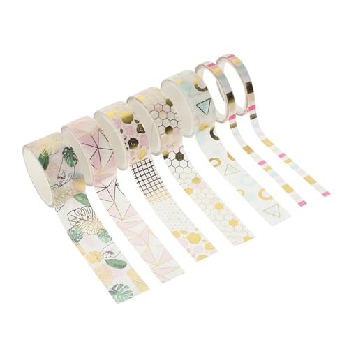 CORHAD 7 Rollen DIY Washi Tape mit Elegantem Geometrischem Goldmuster pro Vielseitiges Dekoratives Klebeband für Scrapbooking Geschenkverpackung und Bastelprojekte von CORHAD
