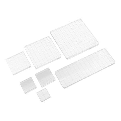 CORHAD 7 Stück Teiliges Acryl Stempelblock mit Klaren Rasterlinien Transparenter Stempelblock aus Langlebigem Acryl für Präzises DIY Scrapbooking Kartenherstellung und Bastelprojekte von CORHAD