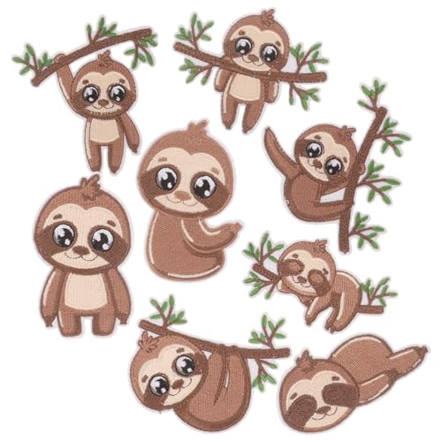 CORHAD 8 Stück Faultier Patch Faultier Stickerei Aufkleber Aufnäher Hut Patches Für Oberteile Gestickte Applikation Stoff Applikation Für Kleidung Für Jacken von CORHAD