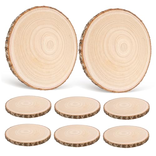 CORHAD 8 Stück Paulownia Scheiben Dekorative Holzscheite Party Rustikale Anhänger Runde Tafelaufsätze Dekorationen Blanke Ausschnitte Unbemalte Scheiben Kommunion Woodsy First von CORHAD