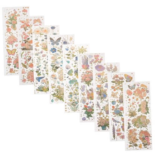 CORHAD 9blätter Vintage Blumen Aufkleber Goldfolie Sticker Für Scrapbooking Journal Und Dekoration Ästhetische Blumen Und Schmetterlinge Für Kreative Projekte CORHAD 9blätter Vintage Blumen Aufkleber Goldfolie Sticker Für Scrapbooking Journal Und Dekoration Ästhetische Blumen Und Schmetterlinge Für Kreative Projekte von CORHAD