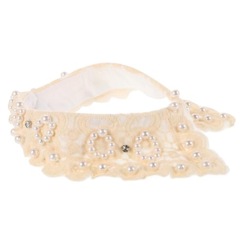 CORHAD Abnehmbarer Fake Kragen Damen Vintage Spitzenkragen mit Perlenverzierung Weicher Polyester Eleganter Rüscheneinsatz Stilvolles Zubehör für Blusen und Hemden Klassischer Look von CORHAD