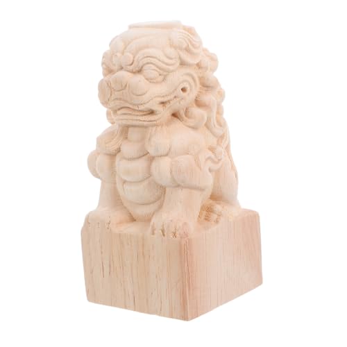 CORHAD Brücken-endstücke, Holz-löwen-Ornament: Chinesische Feng-Shui-wächterfigur, Unbehandelt, Blanko, Für Gartendekoration, Außenpfosten-Dekoration von CORHAD