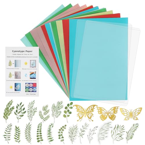 CORHAD Cyanotypie UV Empfindliches Papier Farbiges Bastelpapier Sonnenpapier Kit Druckpapier Sonnenkunstpapier Handgefertigtes Blaues Mal Und Kunsthandwerksmaterial DIY von CORHAD