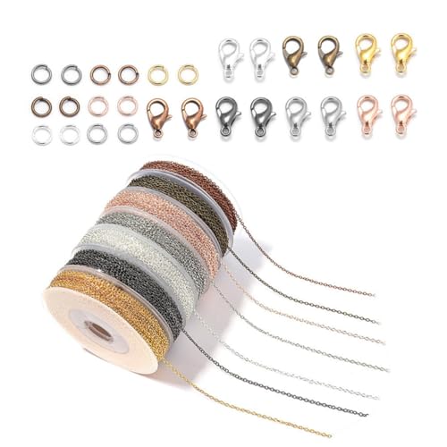 CORHAD Edelstahl Gliederketten mit Karabinerverschlüssen und Sprüngen Farben Inklusive Silber Gold und Roségold für DIY Schmuckherstellung und Armband Basteln von CORHAD