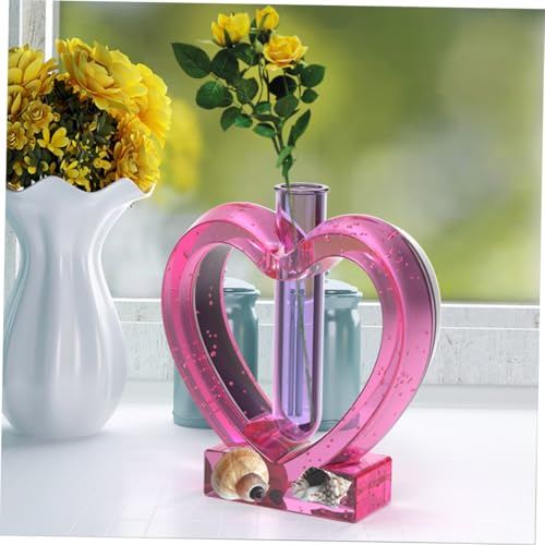CORHAD Herzförmige Epoxidharz Vase Silikonform mit Acryl Pflanzenröhrchen DIY Hydroponische Pflanzenvase Kreative Gießform für Langlebige und Praktische Dekoration von CORHAD