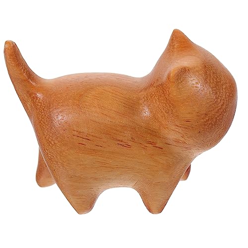 CORHAD Holzfigur Katze Miniatur Handgeschnitzt Tischdeko Natürliche Holzkatze Ornamente für Katzenliebhaber Wohnzimmer Büro Dekoration von CORHAD