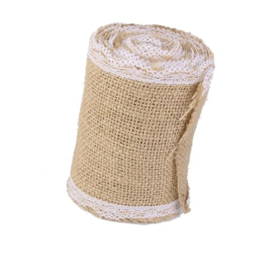 CORHAD Jutebandrolle mit Weißer Spitzenkante Rustikales DIY Bastelband für Hochzeitsdeko Geschenkverpackung und Wohnaccessoires von CORHAD