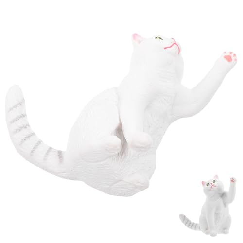 CORHAD Katzenmodell Mit Kurzen Haaren Spielzeug Für Mädchen Mädchenspielzeug Spielzeuge -Spielzeug Statue Desktop-katzenfiguren Katzendekoration Puppe Plastik Die Katze Weiß Kind von CORHAD