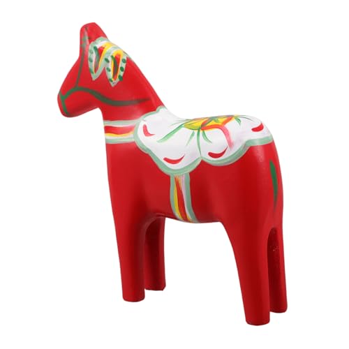 CORHAD Schwedische Dalapferd Holzfigur Handbemalt Rote Holzskulptur Nordic Stil Deko Kreative Geschenkidee für Pferdeliebhaber Wohnzimmer Regal von CORHAD