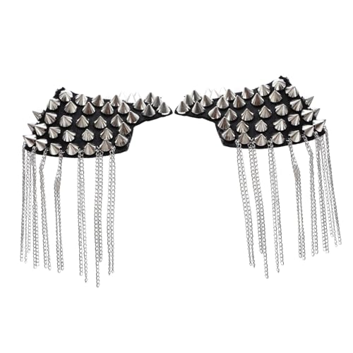 CORHAD Silberne Epaulette mit Nieten und Quasten Schulterklappe mit Kettenverzierung Stilvolles Accessoire für und Kostümparty Eleganter Vintage Look für Herrenjacken von CORHAD