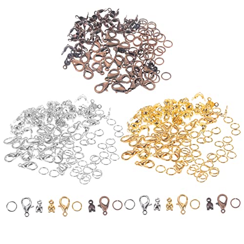 CORHAD Teiliges DIY Schmuckset mit Karabinerverschlüssen Offenen Biegeringen und Kettenverschlüssen in Gold Silber und Rotkupfer Vielseitig für Halsketten Armbänder und Schlüsselanhänger CORHAD Teiliges DIY Schmuckset mit Karabinerverschlüssen Offenen Biegeringen und Kettenverschlüssen in Gold Silber und Rotkupfer Vielseitig für Halsketten Armbänder und Schlüsselanhänger von CORHAD