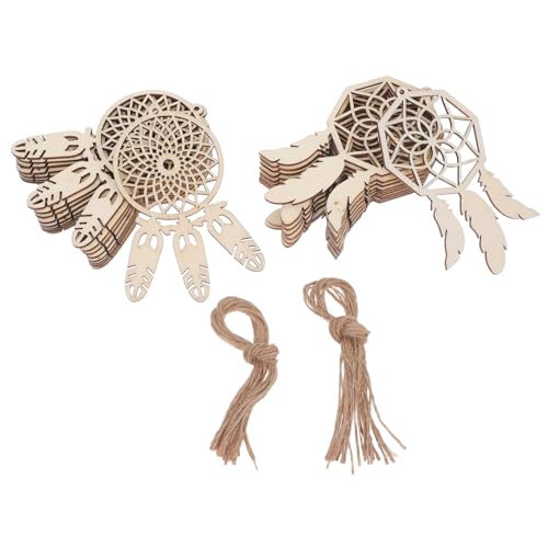 CORHAD Traumfänger Heimdekoration Handgefertigte Hängedekorationen Holzausschnitte Für DIY Wandbehang Unbehandelte Holzausschnitte Runde Quaste Wanddekoration Khaki Holz 40 von CORHAD