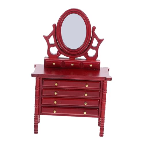 CORHAD Vintage Holz Kommode als Puppenhaus Zubehör für Mädchen Funktionaler Mini Dollhouse Vanity Table in Rotbraun CORHAD Vintage Holz Kommode als Puppenhaus Zubehör für Mädchen Funktionaler Mini Dollhouse Vanity Table in Rotbraun von CORHAD