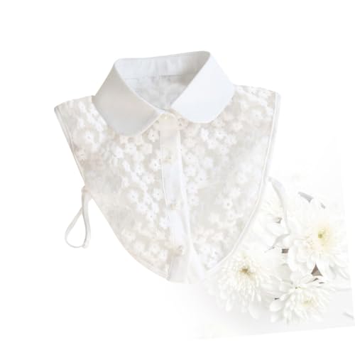 CORHAD Weißer Abnehmbarer Spitzenkragen aus Baumwolle Blusenkragen mit Floralem Muster Leichter und Langlebiger Fake Collar für Damen Vielseitiges Modeaccessoire für Pullover und Kleider von CORHAD