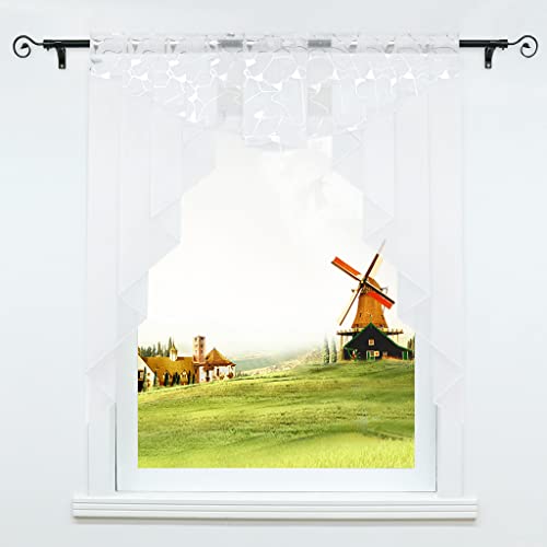 CORLIF Scheibengardine Küche Bistrogardinen mit Kräuselband/Tunnelzug Kurzstore transparenter Voile Kurzgardine für Kleinfenster Silber BxH 100x100cm 1 Stück CORLIF Scheibengardine Küche Bistrogardinen mit Kräuselband/Tunnelzug Kurzstore transparenter Voile Kurzgardine für Kleinfenster Silber BxH 100x100cm 1 Stück von CORLIF
