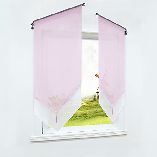 CORLIF Scheibengardine Voile Bistrogardine mit Tunnelzug Transparent Einfarbiger Küche Kurzgardine Mordern Rosa BxH 40X90cm 1 Stück CORLIF Scheibengardine Voile Bistrogardine mit Tunnelzug Transparent Einfarbiger Küche Kurzgardine Mordern Rosa BxH 40X90cm 1 Stück von CORLIF