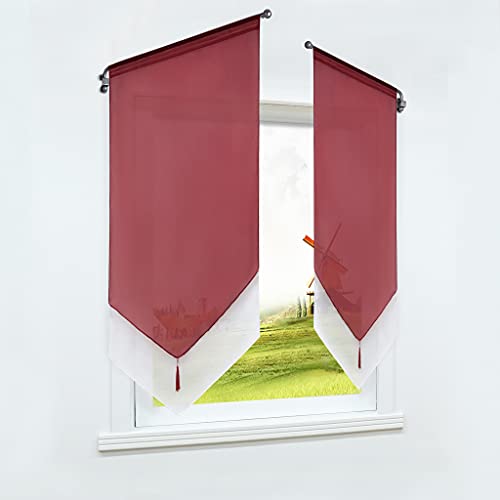 CORLIF Scheibengardine Voile Bistrogardine mit Tunnelzug Transparent Einfarbiger Küche Kurzgardine Mordern Rot BxH 60X90cm 1 Stück CORLIF Scheibengardine Voile Bistrogardine mit Tunnelzug Transparent Einfarbiger Küche Kurzgardine Mordern Rot BxH 60X90cm 1 Stück von CORLIF