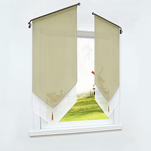CORLIF Scheibengardine Voile Bistrogardine mit Tunnelzug Transparent Einfarbiger Küche Kurzgardine Mordern Sand BxH 80X150cm 1 Stück CORLIF Scheibengardine Voile Bistrogardine mit Tunnelzug Transparent Einfarbiger Küche Kurzgardine Mordern Sand BxH 80X150cm 1 Stück von CORLIF