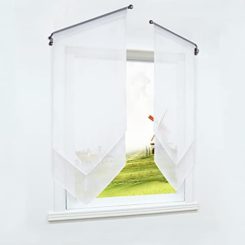 CORLIF Scheibengardine Voile Bistrogardine mit Tunnelzug Transparent Einfarbiger Küche Kurzgardine Mordern Weiß BxH 80X150cm 1 Stück CORLIF Scheibengardine Voile Bistrogardine mit Tunnelzug Transparent Einfarbiger Küche Kurzgardine Mordern Weiß BxH 80X150cm 1 Stück von CORLIF