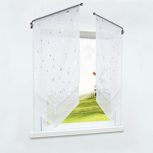 CORLIF Scheibengardine mit Tunnelzug Vorhang Küche Bistrogardinen Panneaux Voile Kurzgardine Transparent Gardinen mit bedruckten Glänzenden Pünktchen Weiß BxH 60x120cm 1 Stück CORLIF Scheibengardine mit Tunnelzug Vorhang Küche Bistrogardinen Panneaux Voile Kurzgardine Transparent Gardinen mit bedruckten Glänzenden Pünktchen Weiß BxH 60x120cm 1 Stück von CORLIF