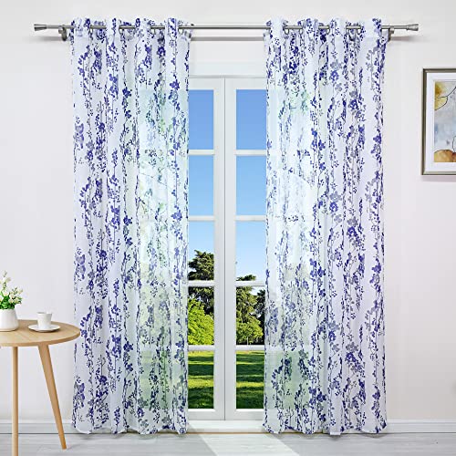 CORLIF Voile Gardinen mit Ösen Vorhang Halbtransparente Gardinen Modern Gardinen mit Blaubeermuster für Kinderzimmer Blau BxH 140x225cm 1 Stück CORLIF Voile Gardinen mit Ösen Vorhang Halbtransparente Gardinen Modern Gardinen mit Blaubeermuster für Kinderzimmer Blau BxH 140x225cm 1 Stück von CORLIF