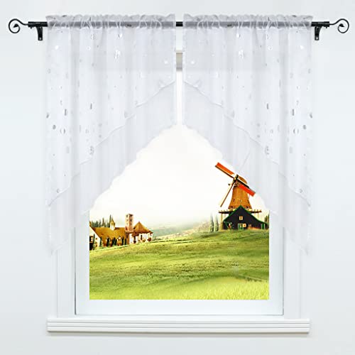 CORLIF Voile Scheibengardine mit Tunnelzug Landhaus Bistrogardinen Transparent Kurzgardine Modernes Küchenfenster mit Punktmuster Weiß BxH 90x100cm 2 Stück CORLIF Voile Scheibengardine mit Tunnelzug Landhaus Bistrogardinen Transparent Kurzgardine Modernes Küchenfenster mit Punktmuster Weiß BxH 90x100cm 2 Stück von CORLIF