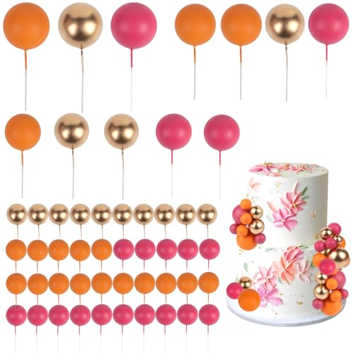 CORNER LACE 52 Pcs Ball Cake Decorations - Pink Gold Orange Ball Dessert Picks Cake Cupcake Toppers, Birthday Party Baby Shower Gender Reveal Cake Supplies CORNER LACE 52 Pcs Ball Cake Decorations - Pink Gold Orange Ball Dessert Picks Cake Cupcake Toppers, Birthday Party Baby Shower Gender Reveal Cake Supplies von CORNER LACE