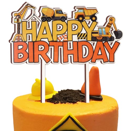CORNER LACE Bau Alles Gute zum Geburtstag Kuchen Topper Engineering Fahrzeug Kuchen Pick, LKW Bagger Gabelstapler Thema Geburtstag Party Dekorationen Supplies von CORNER LACE