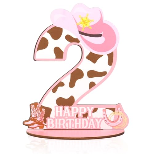 CORNER LACE Cowgirl-Zahlenschild zum 2. Geburtstag, Mittelstück, Western-Thema, Holz-Tischdekoration, Rosa/Braun, 2 Jahre alt, Happy Birthday-Partys, Foto-Requisiten, Zubehör CORNER LACE Cowgirl-Zahlenschild zum 2. Geburtstag, Mittelstück, Western-Thema, Holz-Tischdekoration, Rosa/Braun, 2 Jahre alt, Happy Birthday-Partys, Foto-Requisiten, Zubehör von CORNER LACE