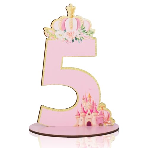 CORNER LACE Prinzessin 5. Geburtstag Zahlenschild Mittelstück, Ihr königliches Fünfzig-Thema, Holz-Tischdekoration, rosa Glitzer, Gold, 5 Jahre alte Geburtstagspartys, Foto-Requisiten, Zubehör CORNER LACE Prinzessin 5. Geburtstag Zahlenschild Mittelstück, Ihr königliches Fünfzig-Thema, Holz-Tischdekoration, rosa Glitzer, Gold, 5 Jahre alte Geburtstagspartys, Foto-Requisiten, Zubehör von CORNER LACE