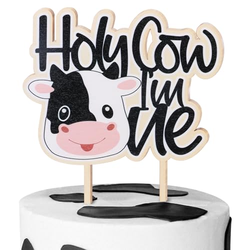 CORNER LACE Tortenaufsatz zum 1. Geburtstag, Kuh aus Holz, Motiv: "Holy Cow I'm One", Baby-Kuh, Cupcake-Dekoration, Partyzubehör CORNER LACE Tortenaufsatz zum 1. Geburtstag, Kuh aus Holz, Motiv: "Holy Cow I'm One", Baby-Kuh, Cupcake-Dekoration, Partyzubehör von CORNER LACE