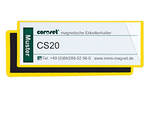 Magnetische Etikettenhalter/Etikettenträger/Etikettenhüllen/Einstecktaschen für Papieretiketten, gelb (100 St, 97 x 58 mm) von COROSET