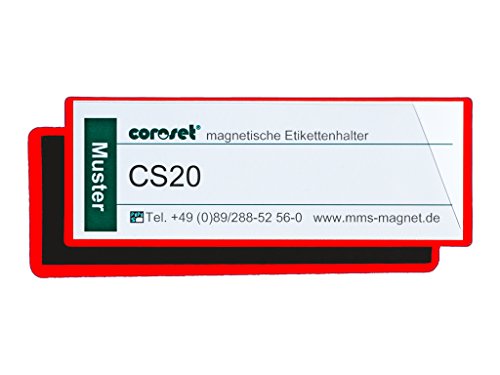 Magnetische Etikettenhalter/Etikettenträger/Etikettenhüllen/Einstecktaschen für Papieretiketten, rot (100 St, 137 x 58 mm) von COROSET