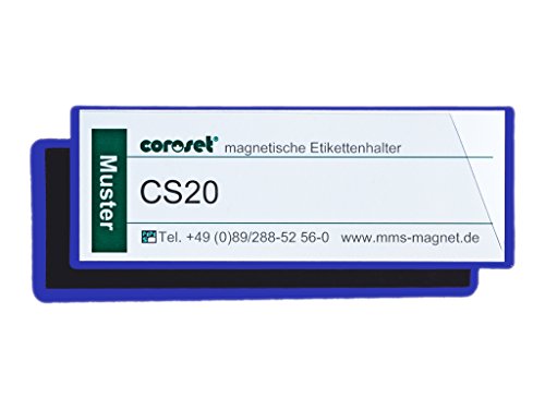Magnetische Etikettenhalter / Etikettenträger / Etikettenhüllen / Einstecktaschen für Papieretiketten, blau (100 St., 120 x 40 mm) von COROSET