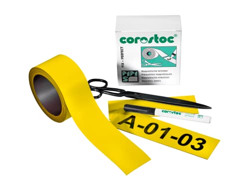 Magnetschilder zum Selbstbeschriften auf der Rolle, 5m, gelb, 40mm Magnetschilder zum Selbstbeschriften auf der Rolle, 5m, gelb, 40mm von COROSTOC
