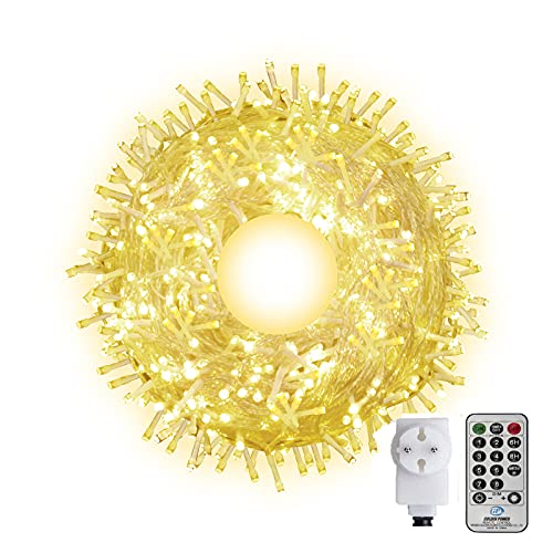 CORST 100M Lang Lichterkette Außen mit Stecker,600LED Weihnachtsbeleuchtung Außen Garten lichterkette Baum Outdoor Wasserdicht mit Fernbedienung & Timer 8Modi für Xmas Haus(Warmweiß) von CORST
