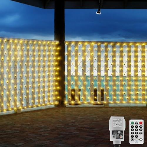 CORST 4.5 x 1.5 m Lichternetz Außen für Büsche, Gartenbaumlichter mit steckbar, Mesh Netzlichter Außen Lichterkette, Grüner Draht, Wasserdicht, Anschließbar, Fernbedienung für Easter(Warmweiss) von CORST