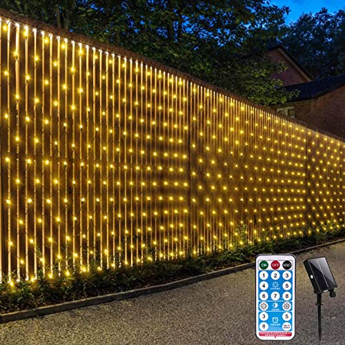CORST Solar Lichternetz Außen für Büsche 3.6x1.5M Mesh Lichterkette außen Netz Solar Garten Baum Lichterkette Wasserdicht mit Fernbedienung Timer 8Modi für Zimmer Balkon(Warmweiss) von CORST