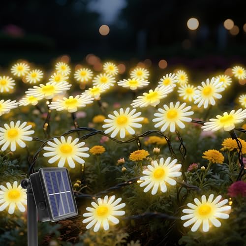 CORST Blumen Solar Lichterketten Außen Garten Gänseblümchen Beleuchtung, 40LED Daisy Blume Solar Power Lichterketten Dekor Festival Buntes Licht Wasserdicht für Party Hochzeit Patio Weihnachten von CORST